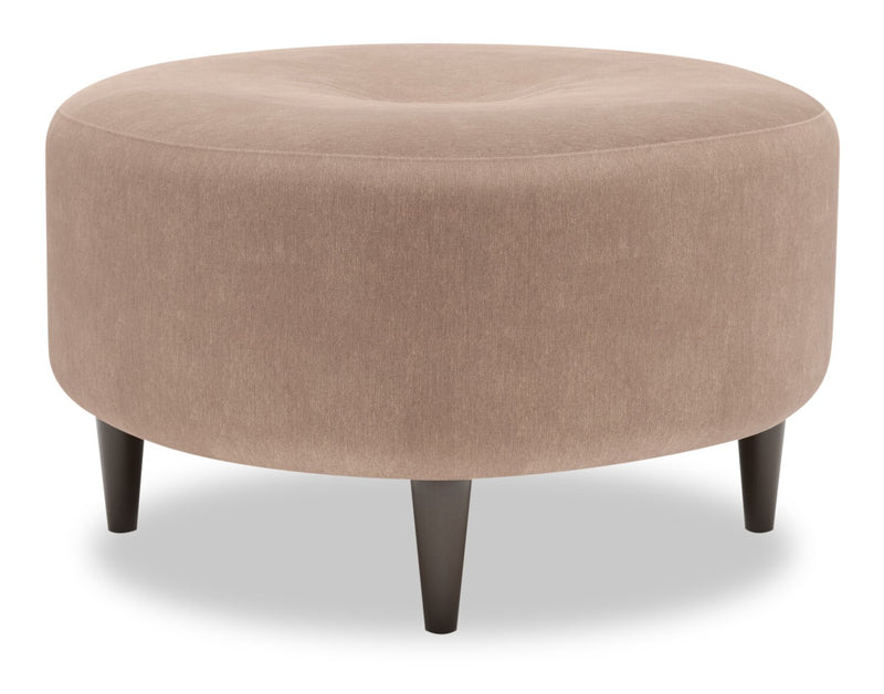 Pouf personnalisable The Curve de Sofa Lab de 31 po fabriqué au Canada en tissu d’apparence lin - brun Pax Wicker