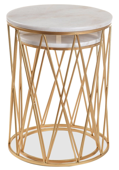 Ensemble 2 tables d'appoint Dalilah de 16 po - marbre blanc avec base dorée