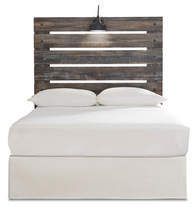 Tête de lit à panneau Abby avec éclairage à DEL et ports USB, brune - format lit double