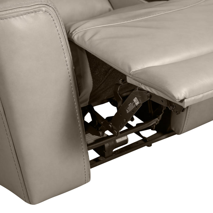 Sofa à inclinaison électrique Prescott de Scott Living de 88,5 po en cuir véritable avec appuie-têtes électriques - gris
