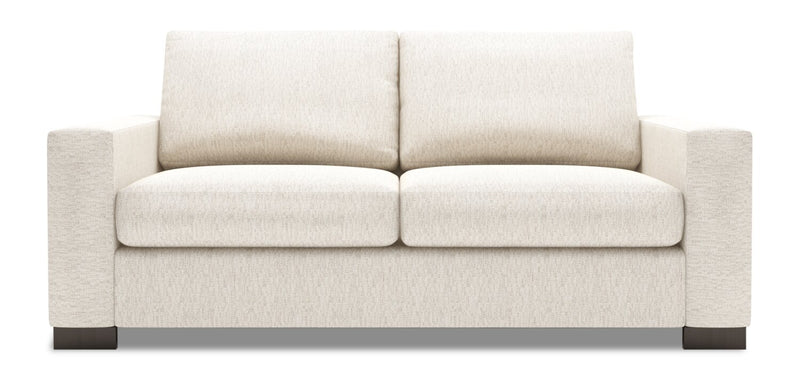 Sofa personnalisable Track de Sofa Lab de 75 po de format condo fabriqué au Canada en tissu de chenille avec accoudoirs rectilignes - beige Luxury Sand