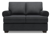  Causeuse Roll de Sofa Lab de 64 po fabriquée au Canada en tissu d’apparence lin avec accoudoirs enroulés - gris Pax Pepper 
