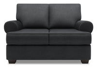 Causeuse Roll de Sofa Lab de 64 po fabriquée au Canada en tissu d’apparence lin avec accoudoirs enroulés - gris Pax Pepper