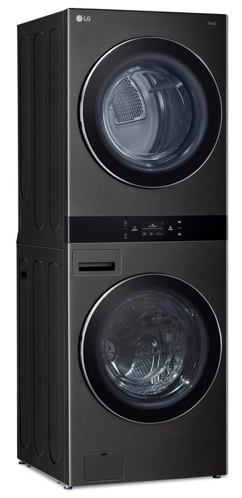 Tour de lavage WashTowerMC à la vapeur haute efficacité LG à chargement frontal avec laveuse de 5,8 pi³ et sécheuse de 7,4 pi³ - acier noir - WKEX300HBA