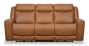 Sofa à inclinaison électrique Prescott de Scott Living de 88,5 po en cuir véritable avec appuie-têtes électriques - brun courge musquée
