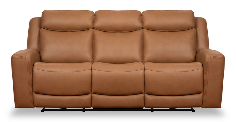 Sofa à inclinaison électrique Prescott de Scott Living de 88,5 po en cuir véritable avec appuie-têtes électriques - brun courge musquée