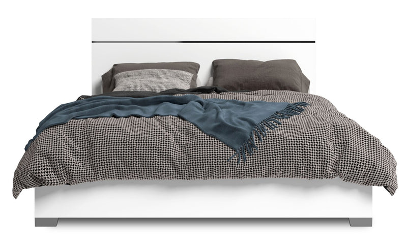 Ensemble de chambre à coucher Raia 5 pièces avec lit à panneaux, commode et miroir - fabriqué en Italie, moderne, blanc - format très grand lit