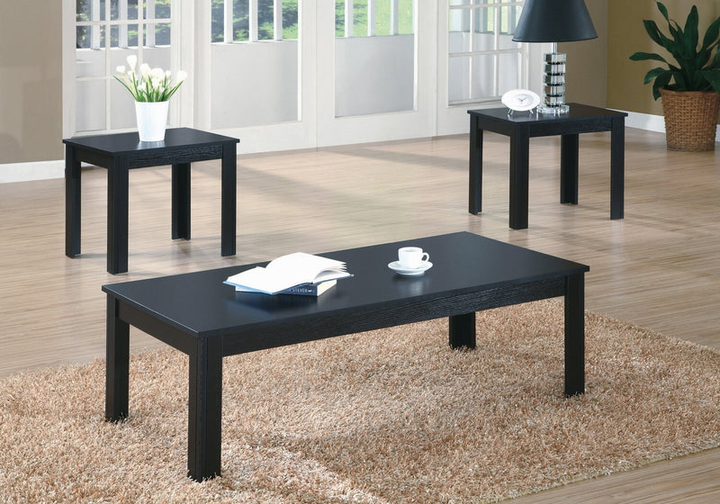 Ensemble 3 tables modernes Kiana de 44 po (table à café et 2 tables de bout) - noir 