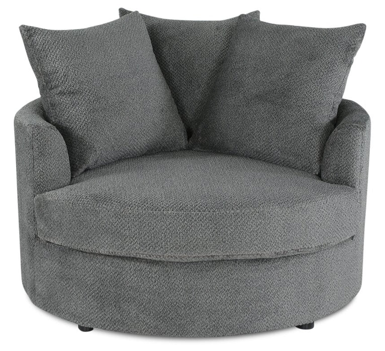 Fauteuil d’appoint Cuddler Grande de 48 po fabriqué au Canada en tissu de chenille - gris Teddy Nightfall