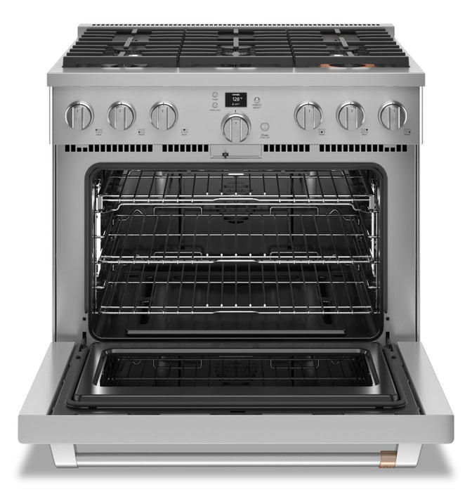 Cuisinière intelligente à gaz Café de 6,2 pi³ avec convection européenne véritable et grilles autonettoyantes - acier inoxydable - CGY366P2TS1