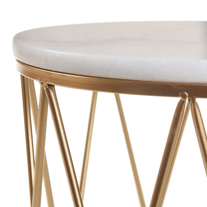 Ensemble 2 tables d'appoint Dalilah de 16 po - marbre blanc avec base dorée