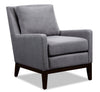 Fauteuil d’appoint Adel de 28,5 po en tissu d’apparence lin avec base en bois - gris foncé