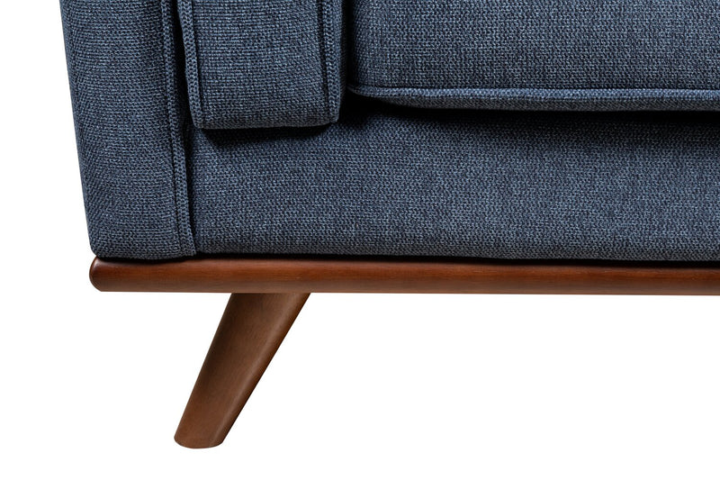Sofa Kassia de Kort & Co. de 90,6 po en tissu d’apparence lin avec base et pattes en bois - bleu