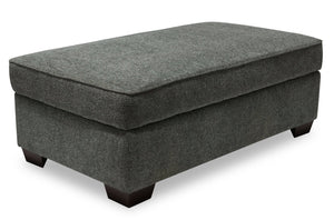 Pouf de rangement Verona de 44 po fabriqué au Canada en tissu d’apparence lin - gris anthracite