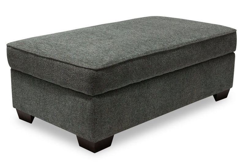 Pouf de rangement Verona de 44 po fabriqué au Canada en tissu d’apparence lin - gris anthracite