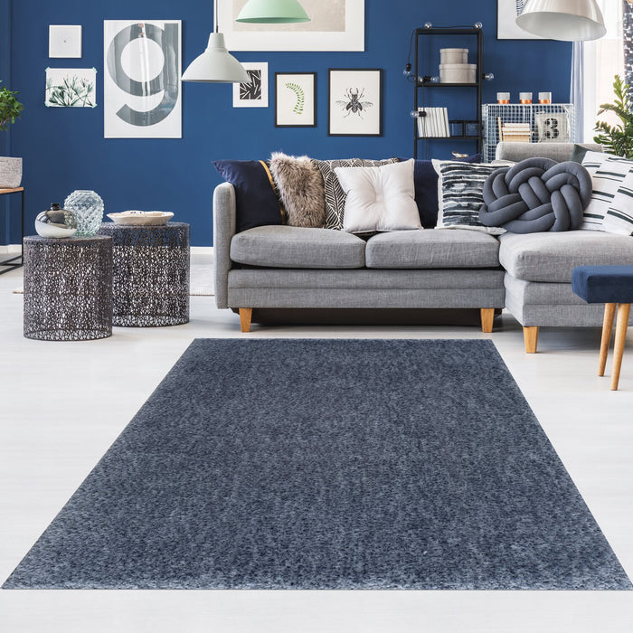 Carpette à poil long Lawson bleue - 5 pi x 7 pi