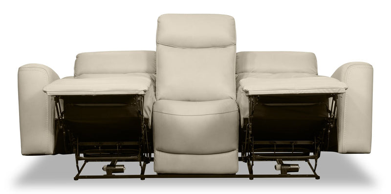 Sofa à inclinaison électrique Prescott de Scott Living de 88,5 po en cuir véritable avec appuie-têtes électriques - gris platine