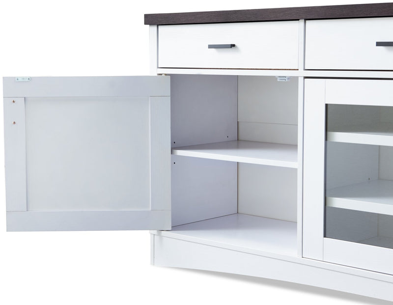 Meuble audio-vidéo mural Emry 3 pièces de 87.5 po avec rangement et système de gestion des câbles pour téléviseurs jusqu’à 90 po - blanc