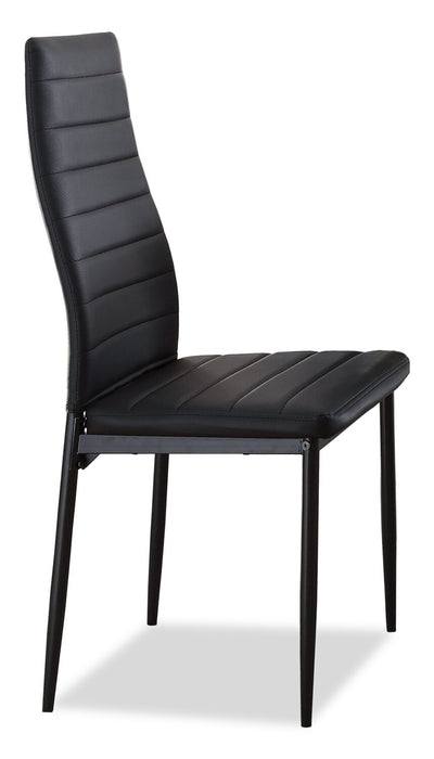 Chaise de salle à manger Onyx en tissu de cuir végétalien et en métal - noire