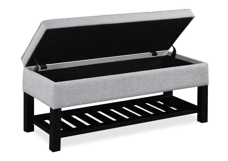 Banc de rangement Ryan de 43,5 po avec tablette inférieure - gris clair