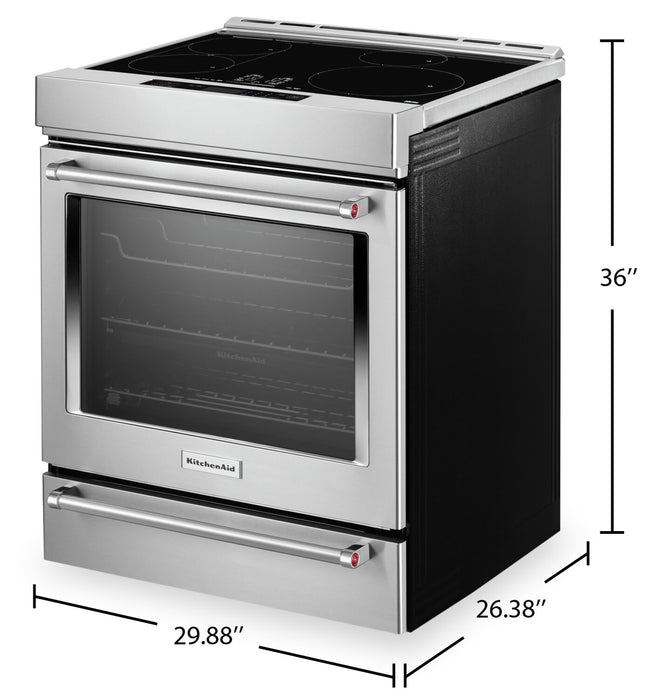 Cuisinière à induction KitchenAid de 6,4 pi³ avec friture à air et technologie AquaLiftMD - acier inoxydable - KSIS730PSS