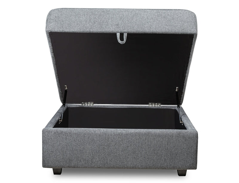 Pouf de rangement modulaire Evolve de Scott Living de 39,5 po en tissu d’apparence lin avec coussin en duvet et plumes - gris anthracite