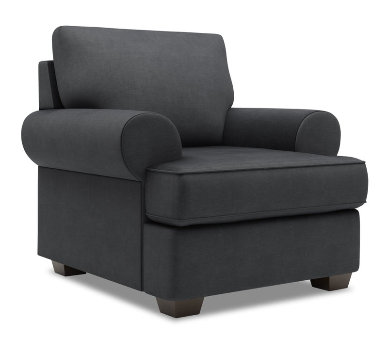 Fauteuil Roll de Sofa Lab personnalisable de 42 po fabriqué au Canada en tissu d’apparence lin avec accoudoirs enroulés - gris Pax Pepper