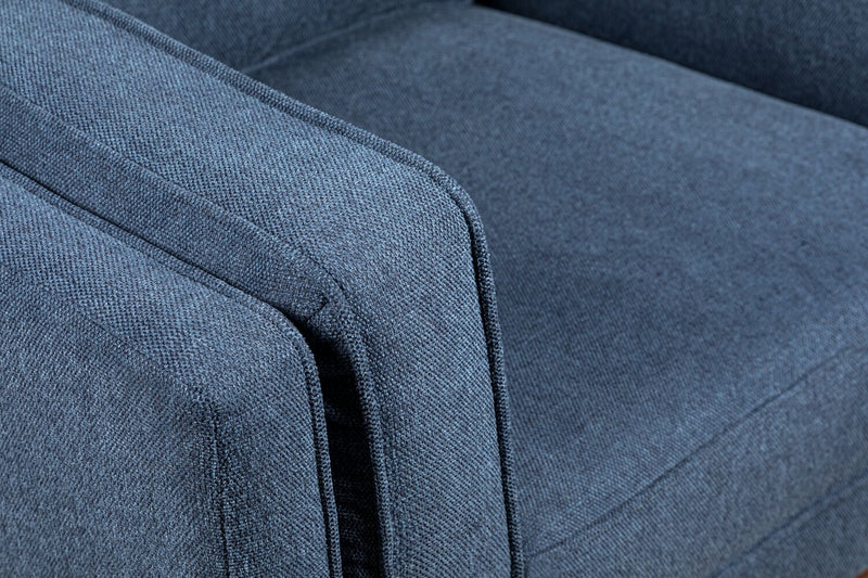 Fauteuil Kassia de Kort & Co. de 40,9 po en tissu d’apparence lin avec base et pattes en bois - bleu