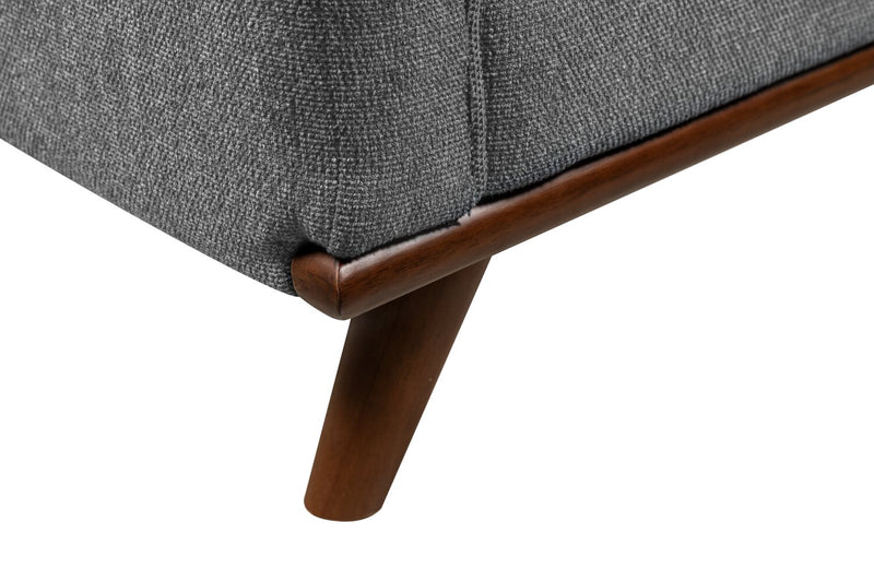 Causeuse Kassia de Kort & Co. de 65,4 po en tissu d’apparence lin avec base et pattes en bois - grise