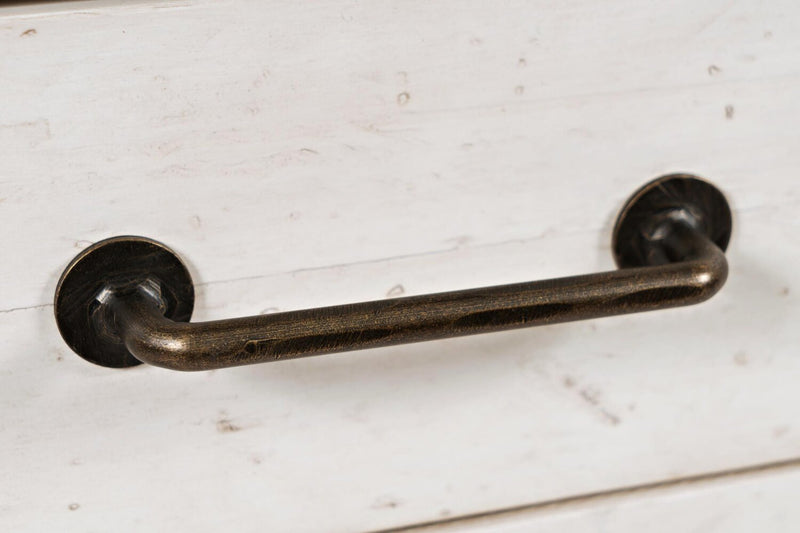 Table de bout rustique Morgan de 24 po avec rangement et tablette - blanche avec bois recyclé