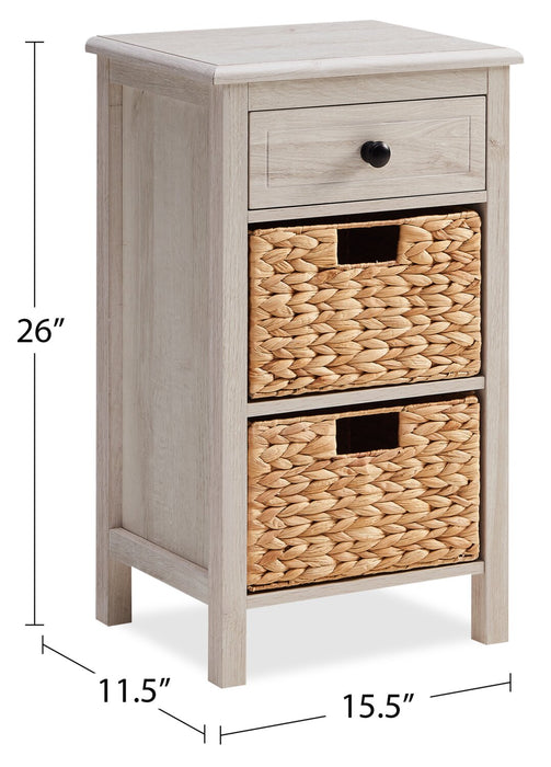 Table de fauteuil Jon de 15,5 po avec 2 paniers et tiroir - chêne blanc