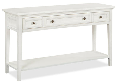 Heron Cove 50" Traditional Sofa Table with Storage and Shelf - White Pine|Table de salon traditionnelle Heron Cove de 50 po avec rangement et tablette - pin blanc