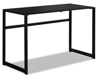 Bureau Kyle de 48 po avec dessus en verre - noir