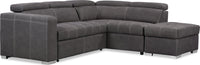  Sofa-lit sectionnel de droite Drake 3 pièces en tissu de suédine avec pouf de rangement - gris ciment
