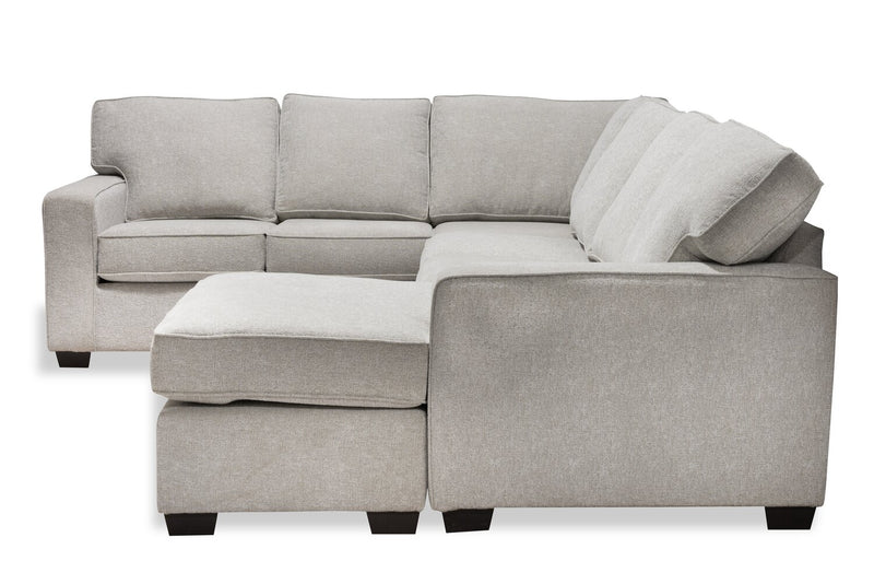 Sofa sectionnel de droite Verona 2 pièces fabriqué au Canada en tissu d’apparence lin avec coussins amovibles - beige