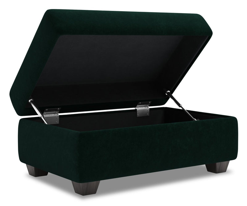Pouf de rangement personnalisable The Trunk de Sofa Lab de 39 po fabriqué au Canada en tissu de velours - vert Hunter Green