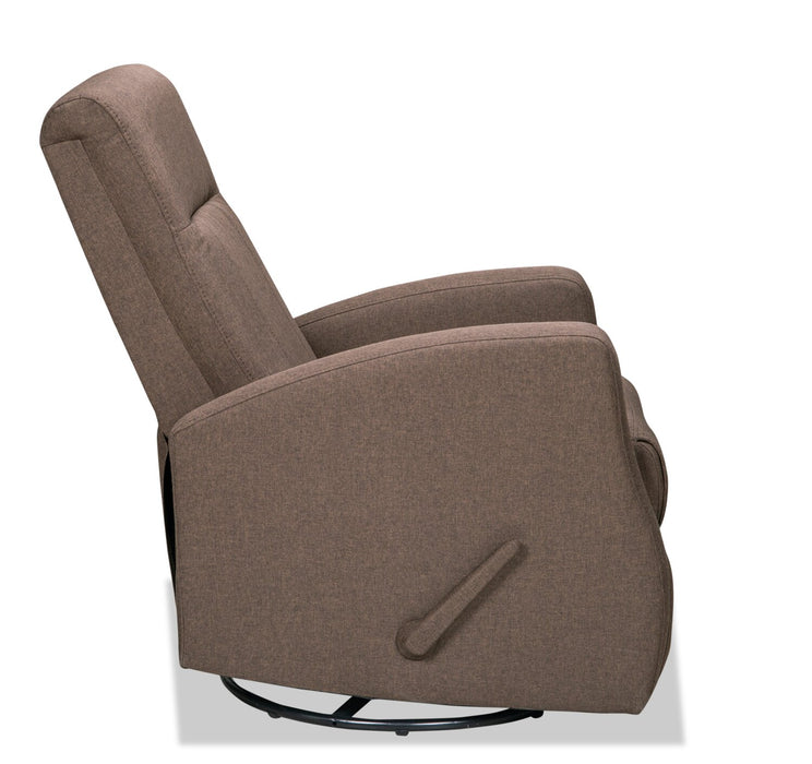 Fauteuil berçant, pivotant et inclinable Nyla de 30 po en tissu d’apparence lin - brun