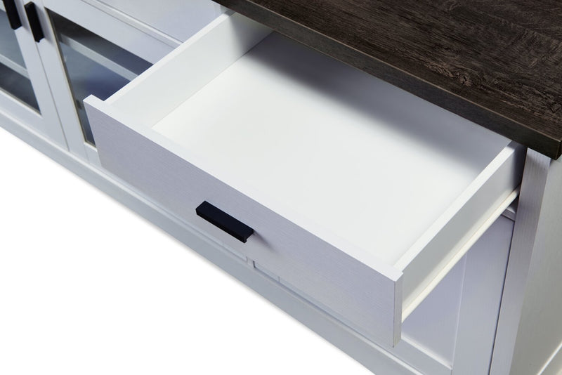 Meuble audio-vidéo mural Emry 3 pièces de 87.5 po avec rangement et système de gestion des câbles pour téléviseurs jusqu’à 90 po - blanc