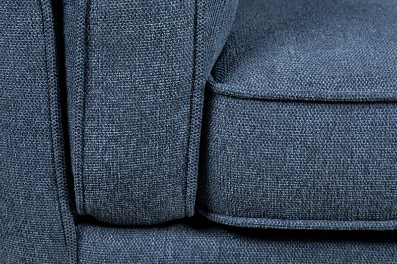 Fauteuil Kassia de Kort & Co. de 40,9 po en tissu d’apparence lin avec base et pattes en bois - bleu