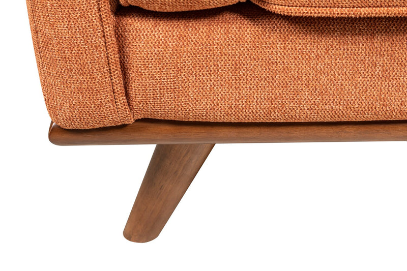 Fauteuil Kassia de Kort & Co. de 40,9 po en tissu d’apparence lin avec base et pattes en bois - orange