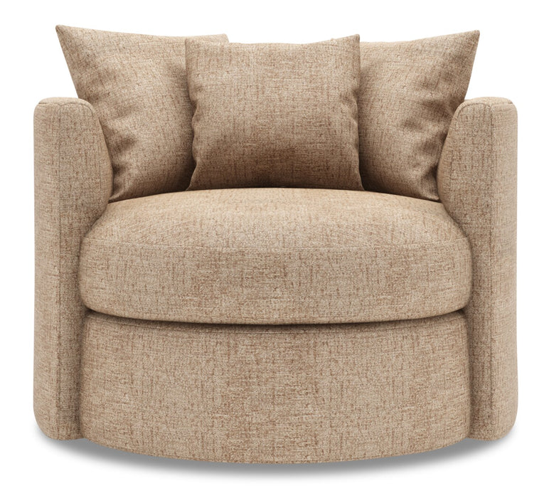 Fauteuil d’appoint pivotant Nest de Sofa Lab personnalisable de 41 po fabriqué au Canada en tissu de chenille - taupe Luxury Taupe