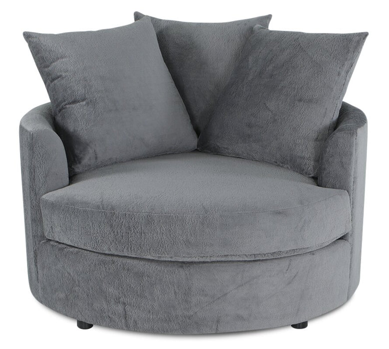 Fauteuil d’appoint Cuddler Grande de 48 po fabriqué au Canada en tissu de chenille - gris Plush Thunder