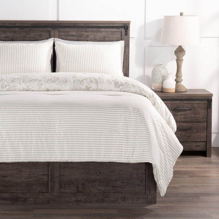 Ensemble d'édredon Indie Paisley 3 pièces pour lit double ou grand lit - blanc