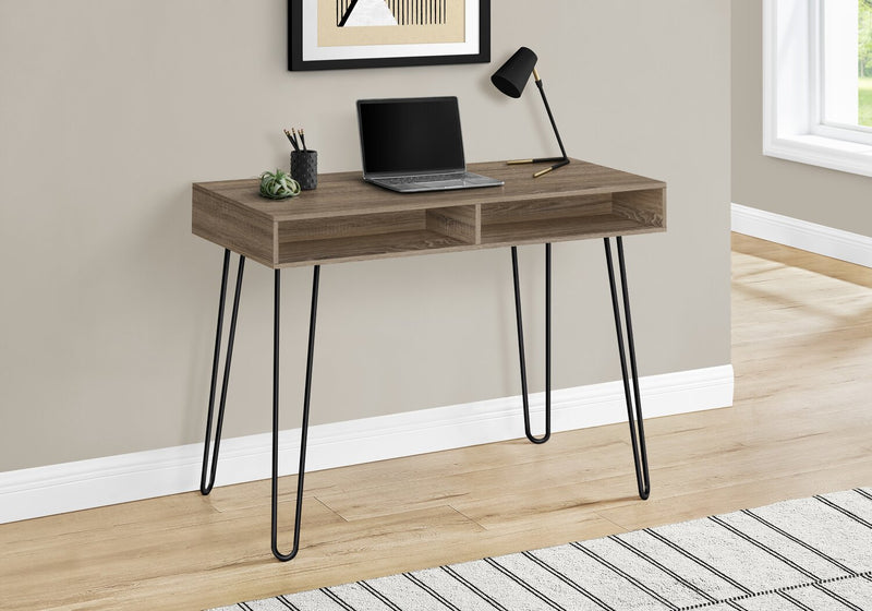 Bureau Ezra de 40 po avec compartiments ouverts - taupe