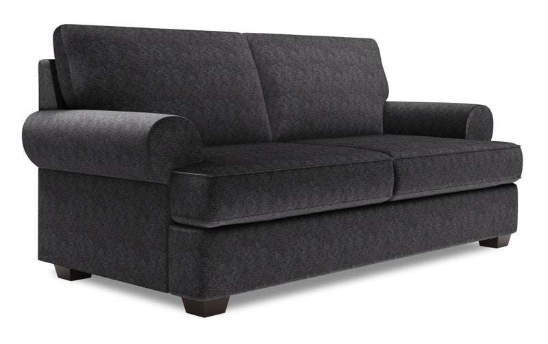Sofa personnalisable Roll de Sofa Lab de 76 po de format condo fabriqué au Canada en tissu de chenille avec accoudoirs enroulés - gris Luxury Charcoal