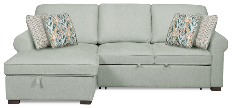 Sofa-lit sectionnel de gauche Haven de Scott Living 2 pièces en tissu de chenille avec fauteuil long de rangement - bleu écume de mer