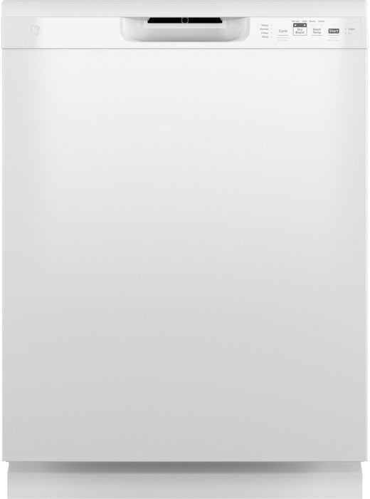 Lave-vaisselle encastré GE de 24 po et de 59 dBA avec commandes à l’avant et broyeur d’aliments solides PiranhaMC - blanc - GDF510PGRWW