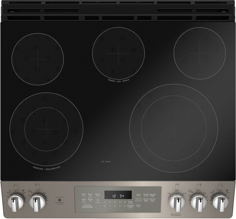 Cuisinière électrique GE de 5,3 pi³ avec convection européenne véritable et autonettoyage à la vapeur - ardoise - JCS840EMES