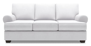 Sofa personnalisable Roll de Sofa Lab de 86 po fabriqué au Canada en tissu d’apparence lin avec accoudoirs enroulés - blanc Pax Ice