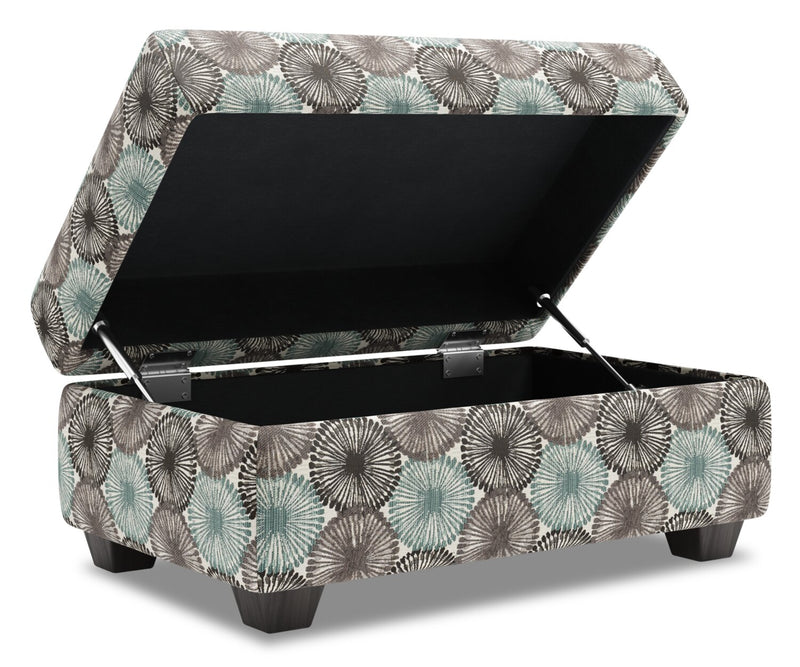 Pouf de rangement personnalisable The Trunk de Sofa Lab de 39 po fabriqué au Canada en tissu - Spa multicolore